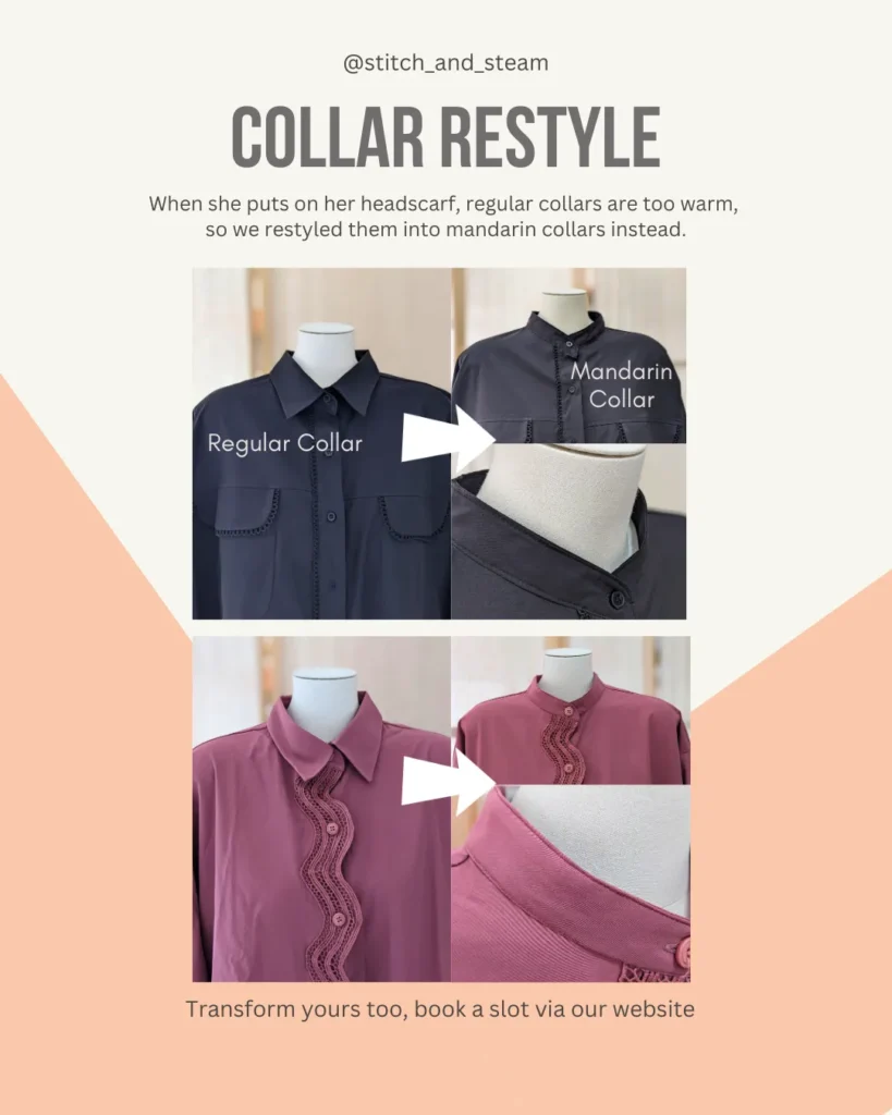 Clothes alteration for restyling or transformation shirt collar