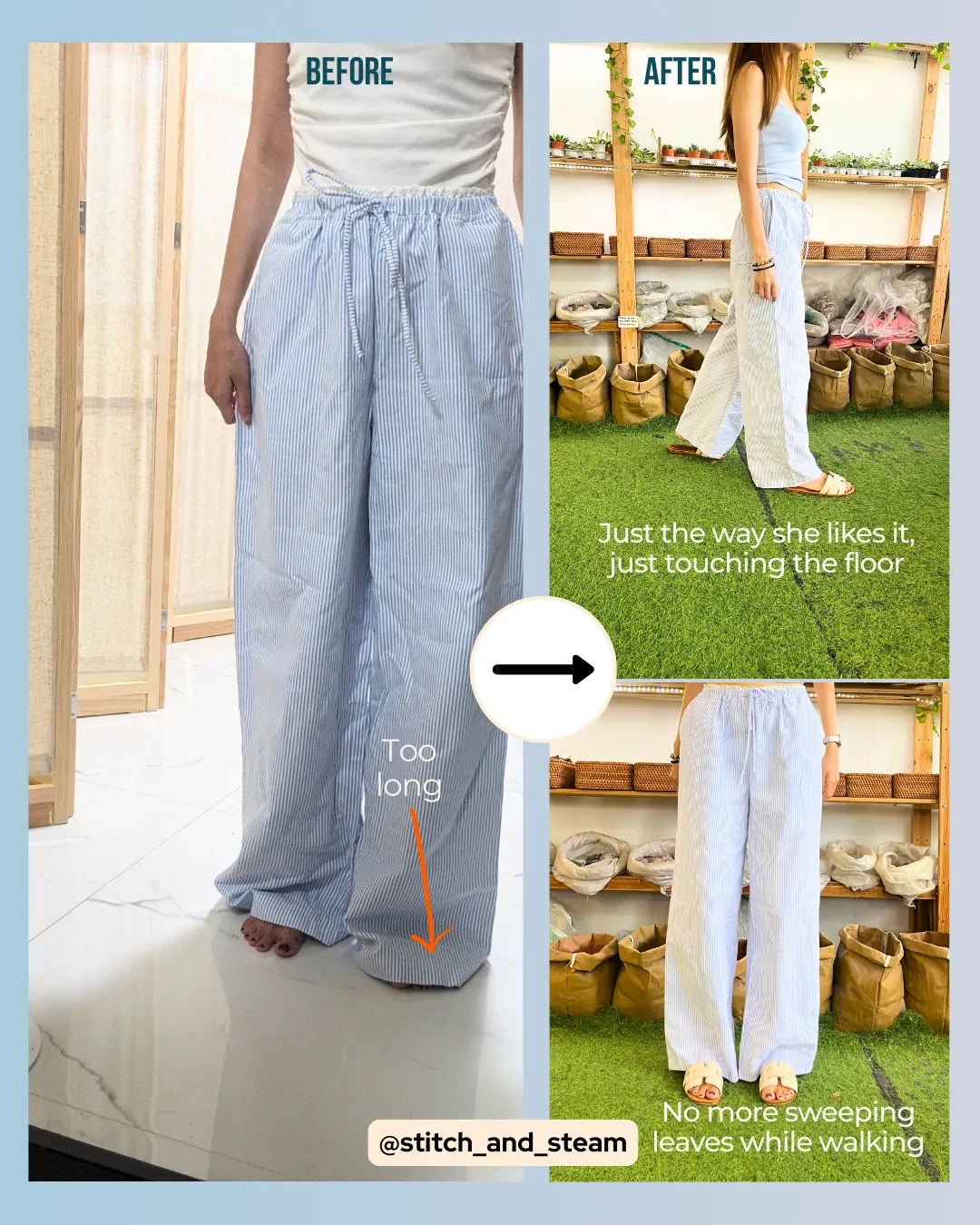 Clothes alteration for women pants length perfect fit