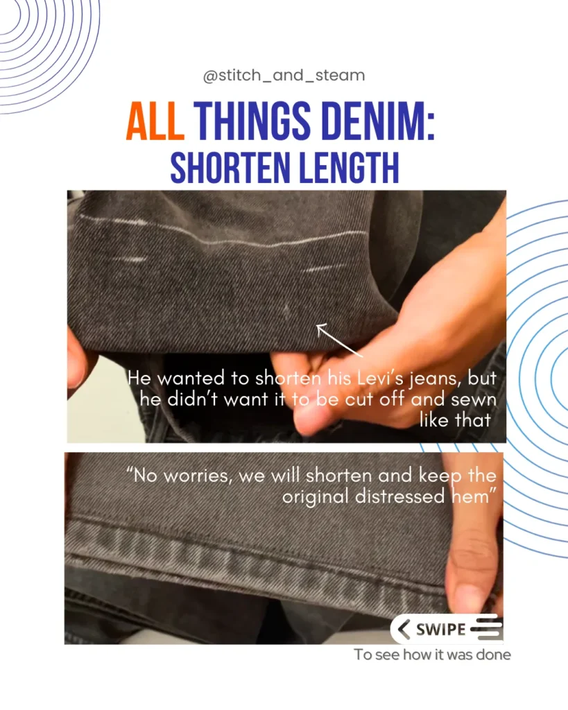 Stitch and Steam alter jeans length while keeping original hem