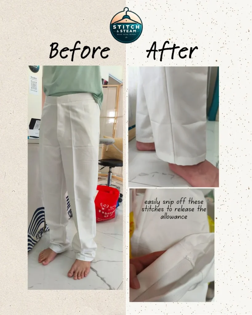 Stitch and Steam uniform alteration to include hidden allowance for future growth